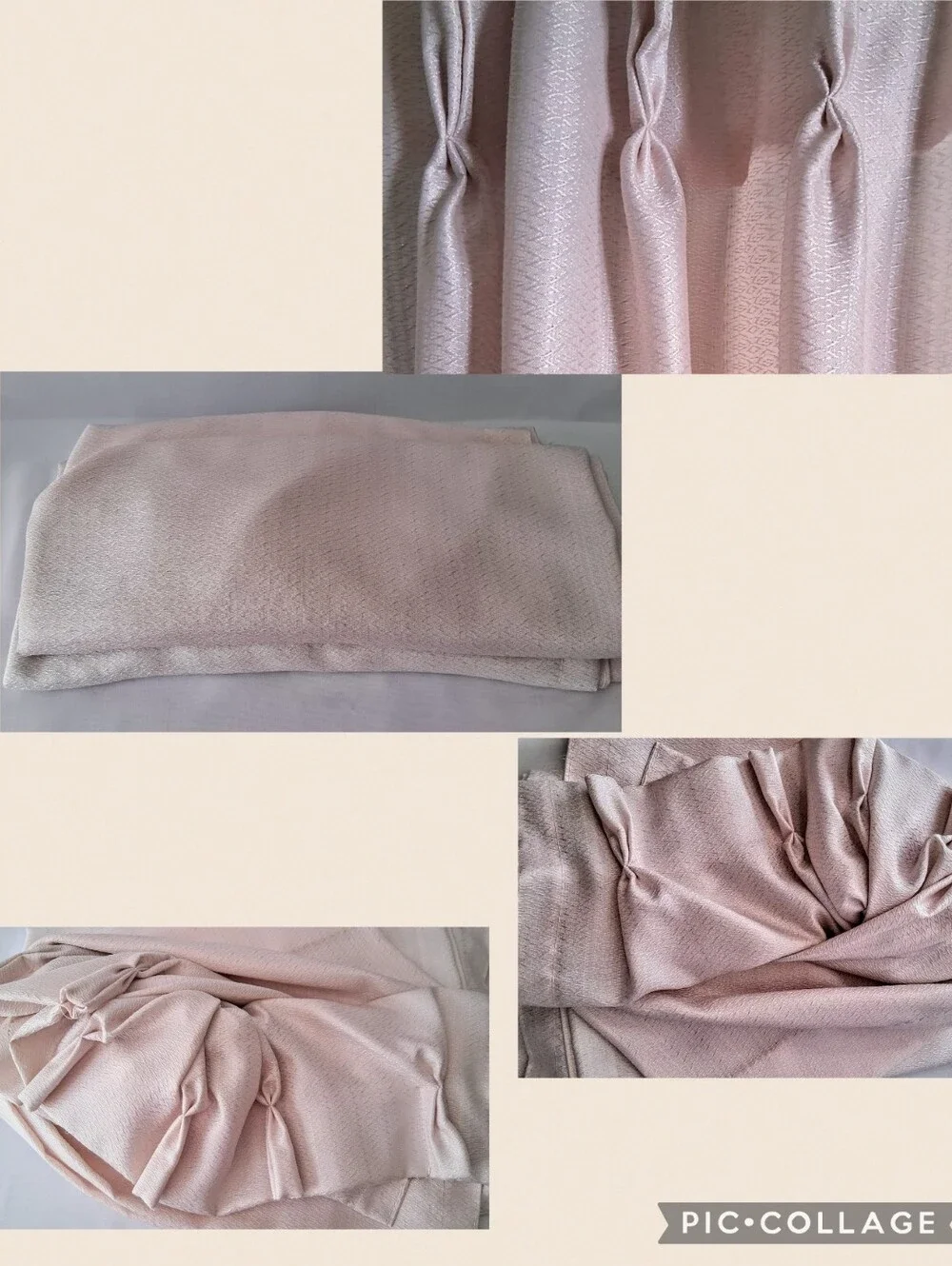 Mid Century Custom Triple Pinch Pleated Draperies - Light Pink - 2 Panels
